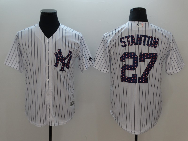 Men New York Yankees 27 Stanton White Independent version Game MLB Jerseys